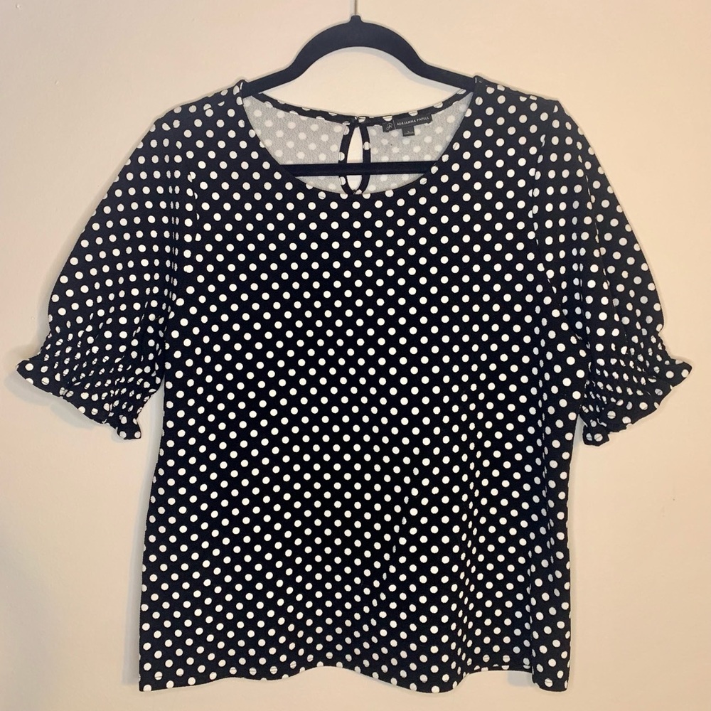 Black with white polka dot cute casual blouse